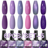 Hivava  -  6Pcs/Set Coffee Series Gel Nail Polish Autumn Nail Art Gel Varnish Semi Permanent Soak Off UV Gel Manicure Kit For Nails