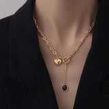 Hivava Fashion Hollow Heart Charm Clavicle Chain Necklace For Women Punk Hip-Hop Streetwear Pendant  Jewelry Gift