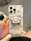 Hivava  Cute 3D Puppy Magnetic Stand Holder Phone Case For Iphone 15ProMax 13 15 Pro Max 14ProMax 13Pro 14 Cartoon Milk Cow Matte Fundas