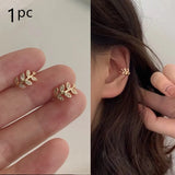 Hivava  -  Punk Zircon Double-layer Ear Cuff No Piercing Earrings Trendy Unique Metal Geometric Ear Clip for Women Jewelry Gifts