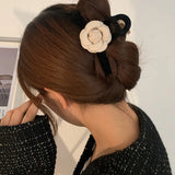 Hivava  -  Autumn new flocking flower hairpin fashion and elegant ponytail clip Women Hair Grips Trend Heawear Ornament ACCESSORI FOR GIRL