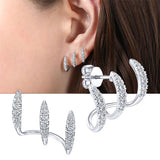 Hivava  -  Punk Zircon Double-layer Ear Cuff No Piercing Earrings Trendy Unique Metal Geometric Ear Clip for Women Jewelry Gifts