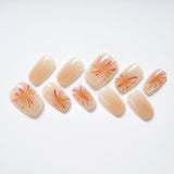 Hivava  10Pcs Cat Eye Handmade Short False Nails Press On Nails Full Cover Firework Design Wearable Manicure Nail Tips Autumn and Winter