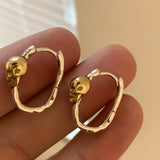 Hivava  -  Silver Color Retro Bump Gold Skull Earrings for Women Creative Punk Hip Hop Earbuckle Party Jewelry Halloween Gift