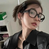 Hivava  Korea Retro Thick Glasses Frame Women Lovely INS No Makeup Plain Glasses Men Eyewear Cute Decorative Computer Glasses