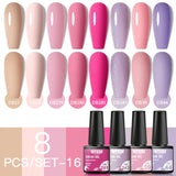 Hivava  -  6/8pcs Gel Nail Polish Set Nude Pink Gel Varnishes Kit Glitter Soak Off Uv Led Gel Semi Permanent Nail Art Gel Lacquer