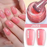 Hivava  -  Jelly Nude Gel Nail Polish 10ml Light Pink Peach Translucent Color UV Light Cure Gel Varnish Nail Art DIY at Home