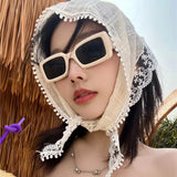 Hivava Korean Ins Lace Hair Scarf Women Retro Triangle Hair Band Strap Hair Bag Headscarf Hat Travel Photo Headband Turban Accessorie