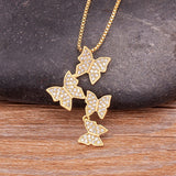 Hivava  Luxury 4 Butterflies Design Elegant Pendants Necklace Exquisite Chain Choker For Women Party Wedding Lovely Jewelry Gift