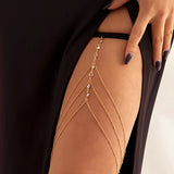 Hivava  Bohemian Elastic Band Leg Thigh Chain Women Beach Sexy Long Tassel Multilayer Adjustable Body Jewelry Dress Decorate