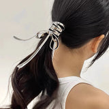 Hivava  -  Women Alloy Hairpin Hair Crab Ladies Ponytail Punk Hair Clips Hair Claw Sliver Bow Styling Tools Fashion Hair Accessories Gift