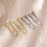 Hivava  -  Silver Color Lip O Chain Tassel Earrings Women's Rear Hanging Double Chain Earrings Summer Beach Party Jewelry