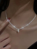 Hivava  -  1 PCs Simple Ins Cauliflower Chain Sparkling Cross Collarbone Chain Full Star Collar Choker Necklace