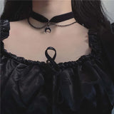 Hivava  -  Fashion Black Velvet Moon Pendant Necklace For Women Punk Gothic Flower Clavicle Chain Charm Choker Jewelry Halloween Gift