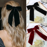 Hivava   -  Bow Velvet Barrettes Women Temperament Ponytail Hairpin Hair Clip Girls Black Red Ribbon Hair Clip Fashion Hair Accessories