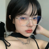 Hivava  Retro TR Large Glasses Frame Girl Ins No Makeup Plain Glasses Men Eyewear Cute Decorative Computer Glasses