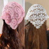 Hivava  -  Summer Women Floral Headband Turban Triangular Scarf Hollow Ribbon Fashion Bandana Headwear Fashion Hair Accessories