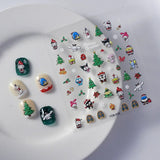 Hivava New Christmas Three-dimensional Nail Stickers Cartoon Dog Cat Nail Decor Stickers Christmas Tree Nail Art Decals DIY Manicure