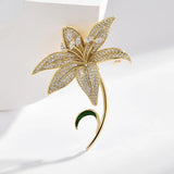 Hivava  Luxury Copper Micro Inlaid Cubic Zirconia Lily Brooch Dress Matches Event Occasion Gift