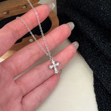 Hivava  -  sterling silver cross necklace cross-border new niche design senior sense clavicle chain