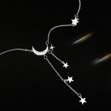 Hivava Exquisite Bling Silver Color Tassel Star Moon Necklace For Women Clavicle Chain Woman Jewelry Birthday Gift Accessories