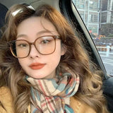 Hivava  Korean Big Square Glasses Frame Women Ins No Makeup Plain Glasses Men Eyewear Cute Decorative Computer Glasses