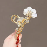 Hivava  - jewelry Elegant Ginkgo biloba Hairpin For Women exquisite Metal flowers Hair Clips Fashion Sweet Ponytail Claw Clip ACCESSORI FOR GIRL