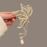 Hivava  -  Fashion Butterfly Hair Claw Rhinestone Pearls Hair Clips For Women And Girl Ponytail Claw Clip Hair Accessories Gifts