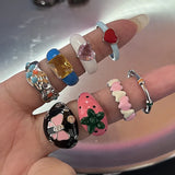 Hivava Cute Cartoon Spring Puppy Creative Ring For Women Funny Oil Drip Adjustable Personalized Finger Ring Party Jewelry