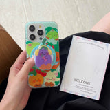 Hivava  Cartoon Vegetable Stand Holder Magnetic Phone Case For Iphone 14Pro 15 Pro Max 15ProMax 12 13 14 13Pro 12Pro Summer Cute Fundas