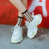 Hivava  Sexy Lace Mesh Fishnet Socks Mixed Fiber Transparent Stretch Elasticity Ankle Net Yarn Thin Women Cool Socks