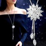 Hivava New Snowflake Flower Long Tassel Sweater Chain Necklace for Women Tulip Rose Leaf Elephant Pearl Crystal Pendant Jewelry Gifts