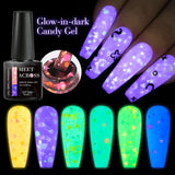 Hivava  -  7ml Glow In Dark Candy Gel Nail Polish Summer Sparkly Glitter Sequins Luminous Nail Art UV Gel Varnish Manicure