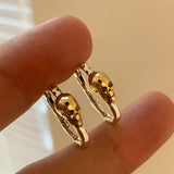 Hivava  -  Silver Color Retro Bump Gold Skull Earrings for Women Creative Punk Hip Hop Earbuckle Party Jewelry Halloween Gift