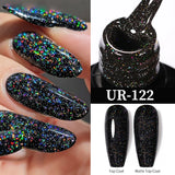 Hivava  -  7.5ml Glitter Nail Gel Polish Summer Laser Silver Nude Sequins Manicure Semi Permanent Soak Off Nail Art Gel Varnish