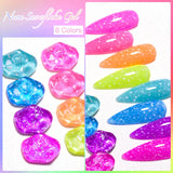 Hivava  -  7ml Snowflake Gel Nail Polish Neon Fluorescent Gel Semi Permanent Pink White Snow Sequins Nails Art Design Varnish UV LED