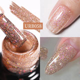 Hivava  -  7ml Champagne Gold Reflective Glitter Rubber Base Gel Nail Polish Sparkling Glowing Semi Permanent Nail Art UV Gel