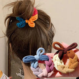 Hivava  New Design Bow Hair Ties Band Colorful Hand-Woven Hair Rope For Women HIgh Elastic Scrunchies Hairband Ponytail Hair Accessories