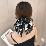 Hivava  -  New Classy Women's Floating Ribbon Bow Ponytail Hair Ring Retro Ink Broken Flower Hairband Headband Girls Hair Accessories Gifts