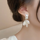 Hivava  -  New Classic Fashion Glossy Earrings Women Simple Korean White Shell Flower Earrings Temperament Light Luxury Jewelry Gift