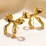 Hivava Fashion Gold Color Earrings for Women Bow Stud Nail Earring New   Trendy Cute Jewelry Piercing Ear Accessories Christmas Gift