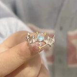 Hivava  -  New Pink Crystal Irregular Heart Rings for Women Luxury Exquisite Zircon Bowknot Open Adjustable Ring Y2K Rings Jewelry