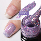 Hivava  -  7ml Sparkling Glitter Rubber Base Gel Nails Shining Glitter Semi Permanent Soak Off UV LED Varnish All for Manicure