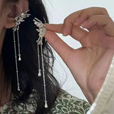 Hivava  -  Y2K Fairy Butterfly Tassel Ear Clips Angel Ear Bone Clip Earring Elf Female Hole Cuff Hanging Earring Fashion Jewelry