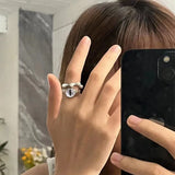 Hivava  New Opal Stone Pearl Ring for Women Girl Fashion Retro Korean Eye Adjustable Rings Party Jewelry Accessory Gifts