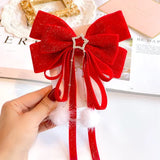 Hivava  -  Red Golden Velvet Bow Hair Ornament Baby Hair Circles Pins Christmas New Year Korean Accessories Hair Clips for Women Girls 1pcs