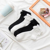 Hivava  Women Socks Lace Lolita Jk Japanese Style White Black Solid kawaii Girl Cotton Cute Ankle Socks For Famale носки женские