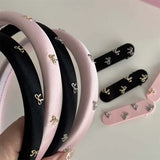 Hivava  -  Vintage Pink Bow Hair Hoop Headband for Women Girls Elegant Solid Color Sponge Thick Hair Band Headwear Hair Accessories