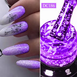 Hivava  -  7ml Snowflake Gel Nail Polish Neon Fluorescent Gel Semi Permanent Pink White Snow Sequins Nails Art Design Varnish UV LED