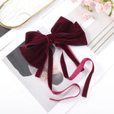 Hivava   -  Bow Velvet Barrettes Women Temperament Ponytail Hairpin Hair Clip Girls Black Red Ribbon Hair Clip Fashion Hair Accessories